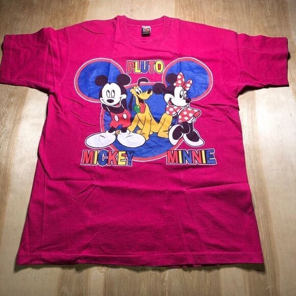 Vintage 90’s MICKEY UNLIMITED T-Shirt Purple  Mickey Mouse Pluto Minnie XL/2XL 3 - Picture 4 of 4